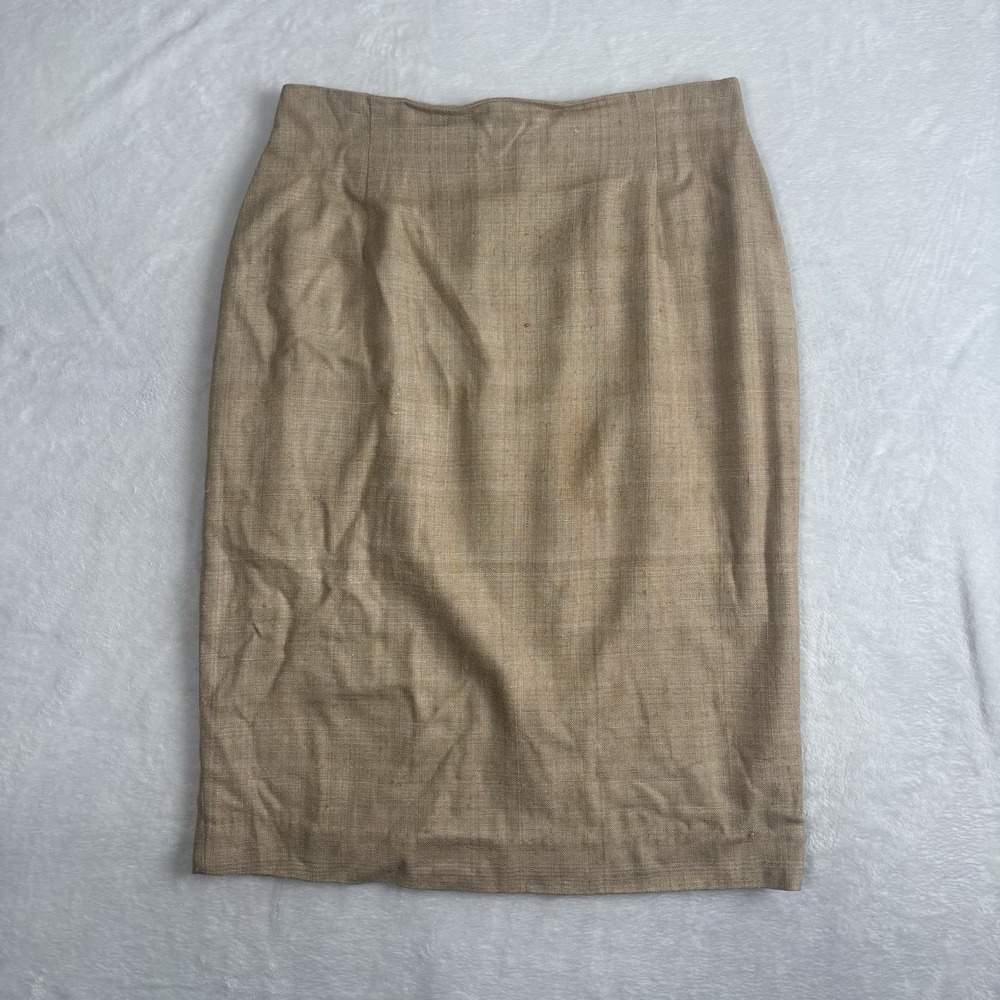 VTG Paul Stanley Brown Tweed Silk Skirt‎ Suit Women's Size 8